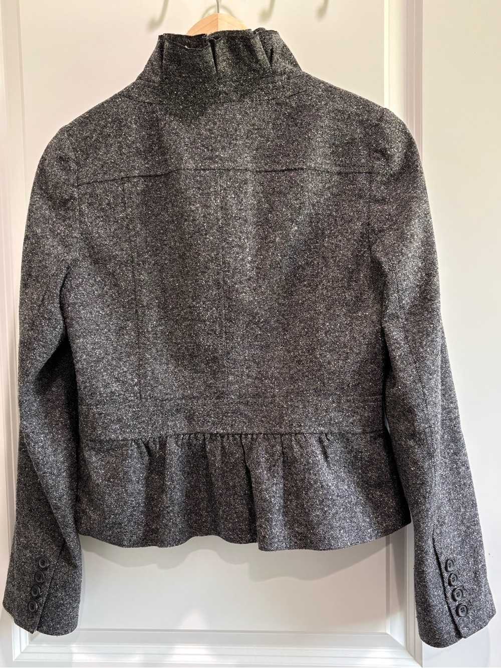 LOFT Charcoal Ruffle-Collar Peplum Blazer - Picture 5 of 5